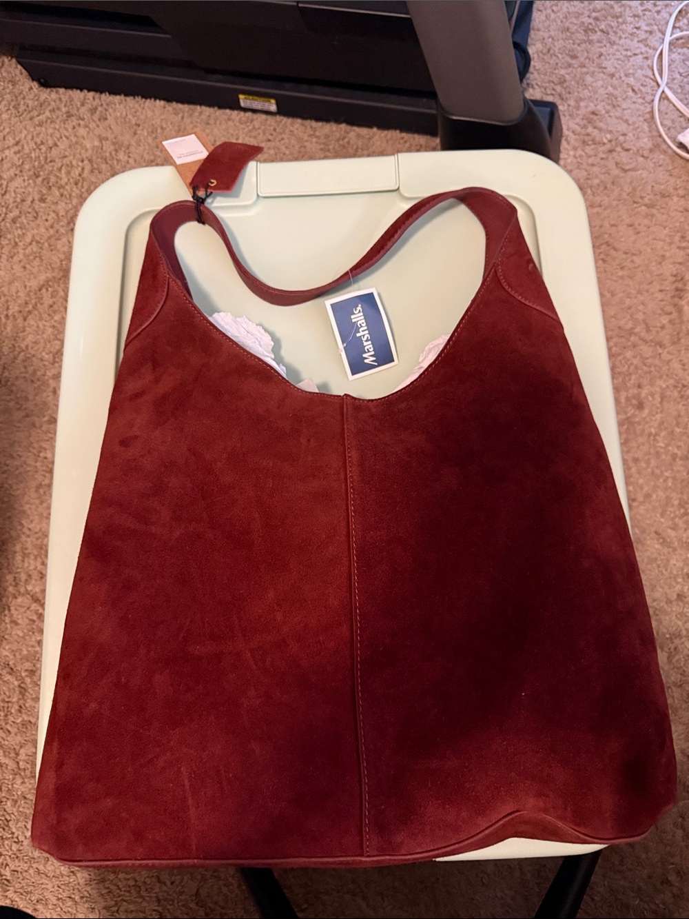 Marshall's Burgundy Suede Shoulder Bag